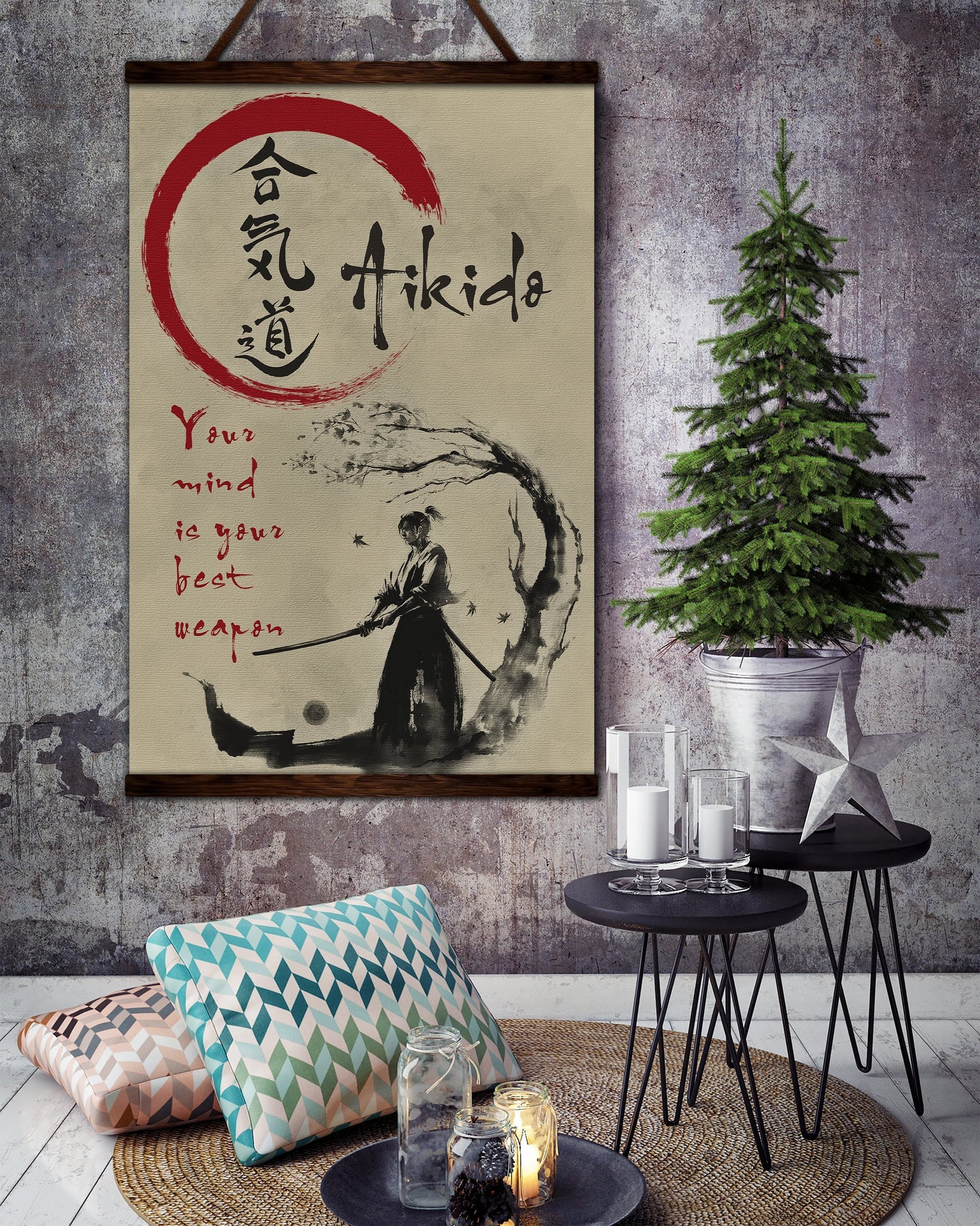 AI007 - Your Mind Is Your Best Weapon - English - Vertical Poster - Vertical Canvas - Aikido Poster