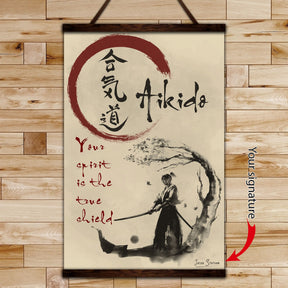 AI027 - Your Spirit Is The True Shield - Vertical Poster - Vertical Canvas - Aikido Poster