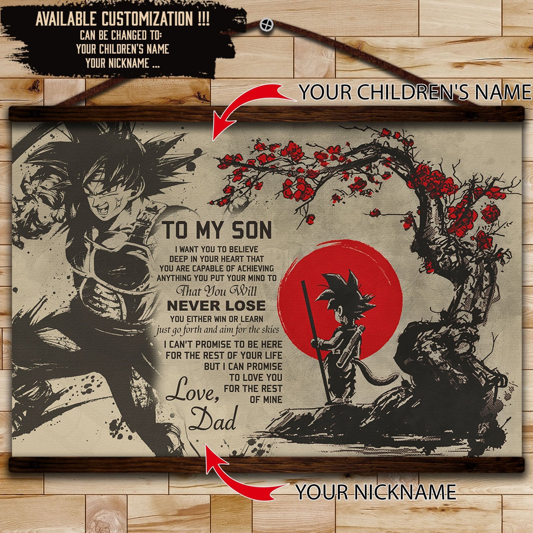 DR002 - To My Son - Goku - English - Horizontal Poster - Horizontal Canvas - Dragon Ball Poster