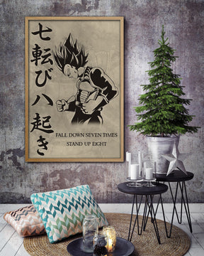 DR012 - Fall Down Seven Times Stand Up Eight - Vegeta - Vertical Poster - Vertical Canvas - Dragon Ball Poster