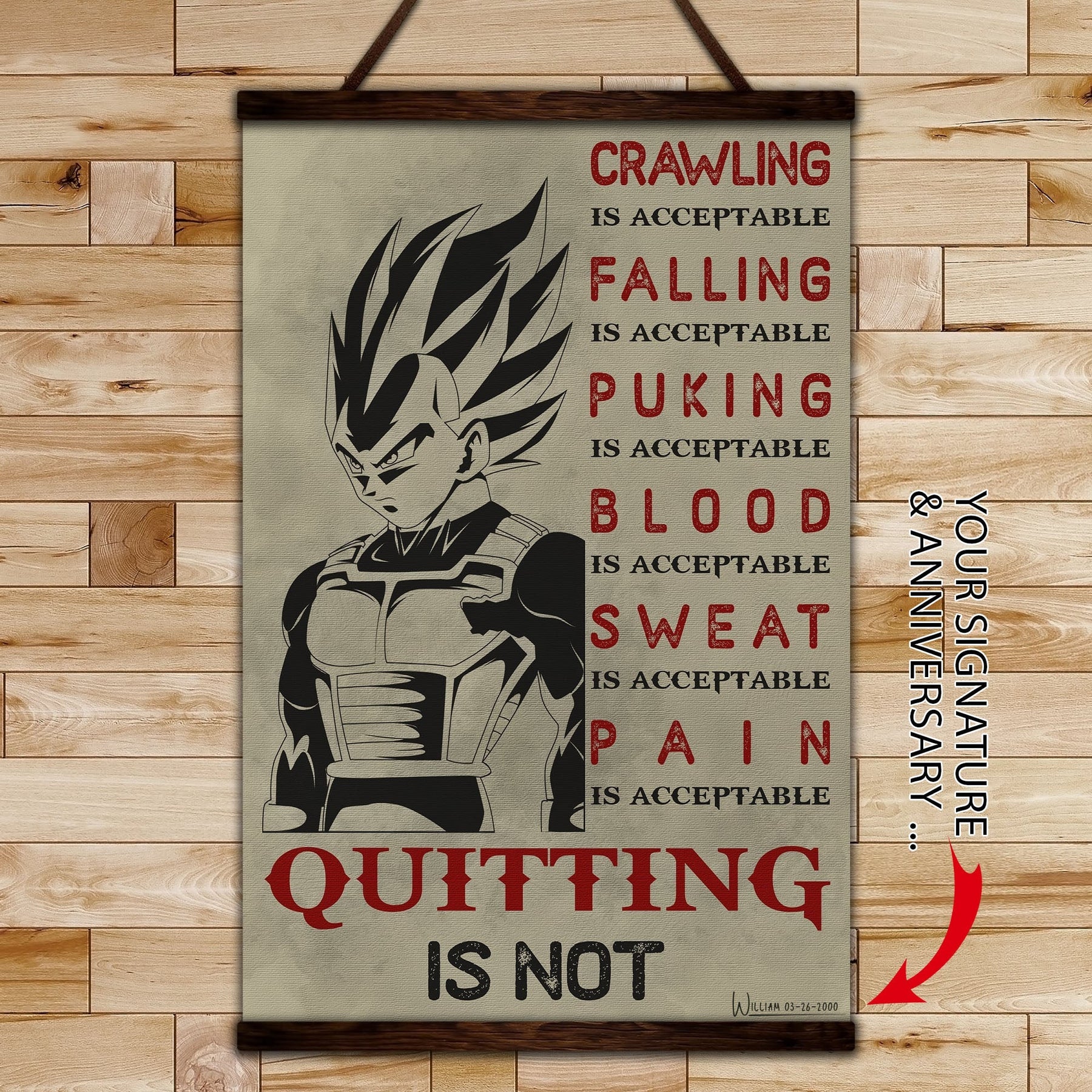 DR014 - Quitting Is Not - Vegeta - Vertical Poster - Vertical Canvas - Dragon Ball Poster