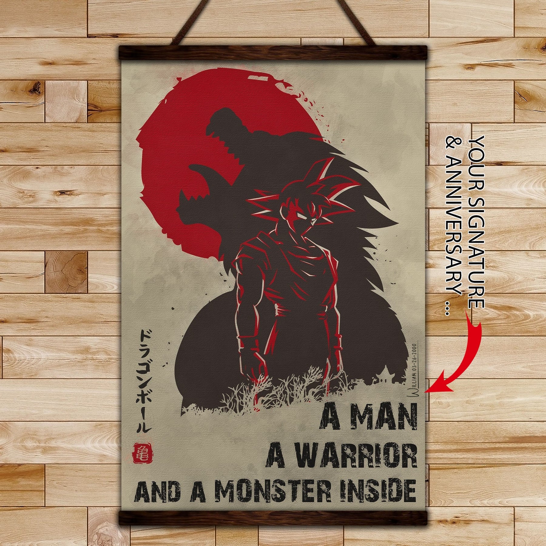 DR021 - A Man - A Warrior - A Monster Inside - Goku - Vertical Poster - Vertical Canvas - Dragon Ball Poster
