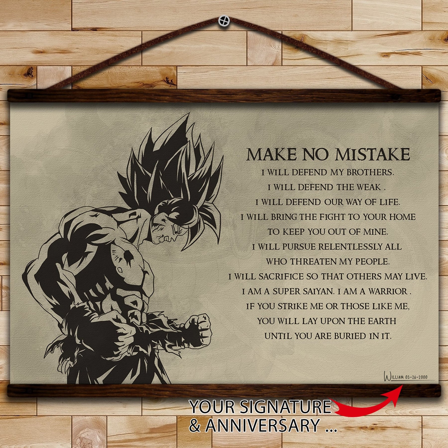 DR027 - Make No Mistake - Goku - English - Horizontal Poster - Horizontal Canvas - Dragon Ball Poster