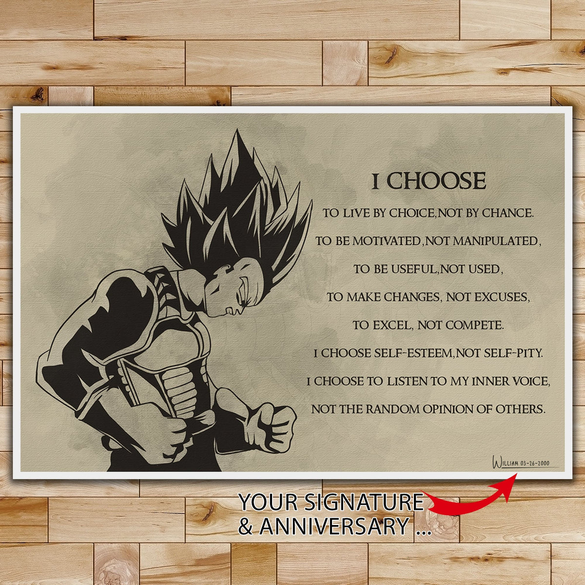 DR032 - I Choose - Vegeta - English - Horizontal Poster - Horizontal Canvas - Dragon Ball Poster