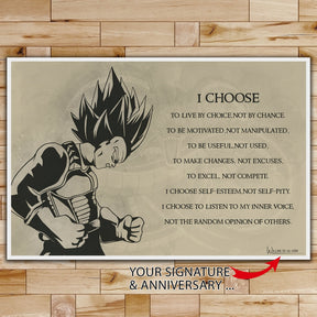 DR034 - I Choose - Vegeta - English - Horizontal Poster - Horizontal Canvas - Dragon Ball Poster