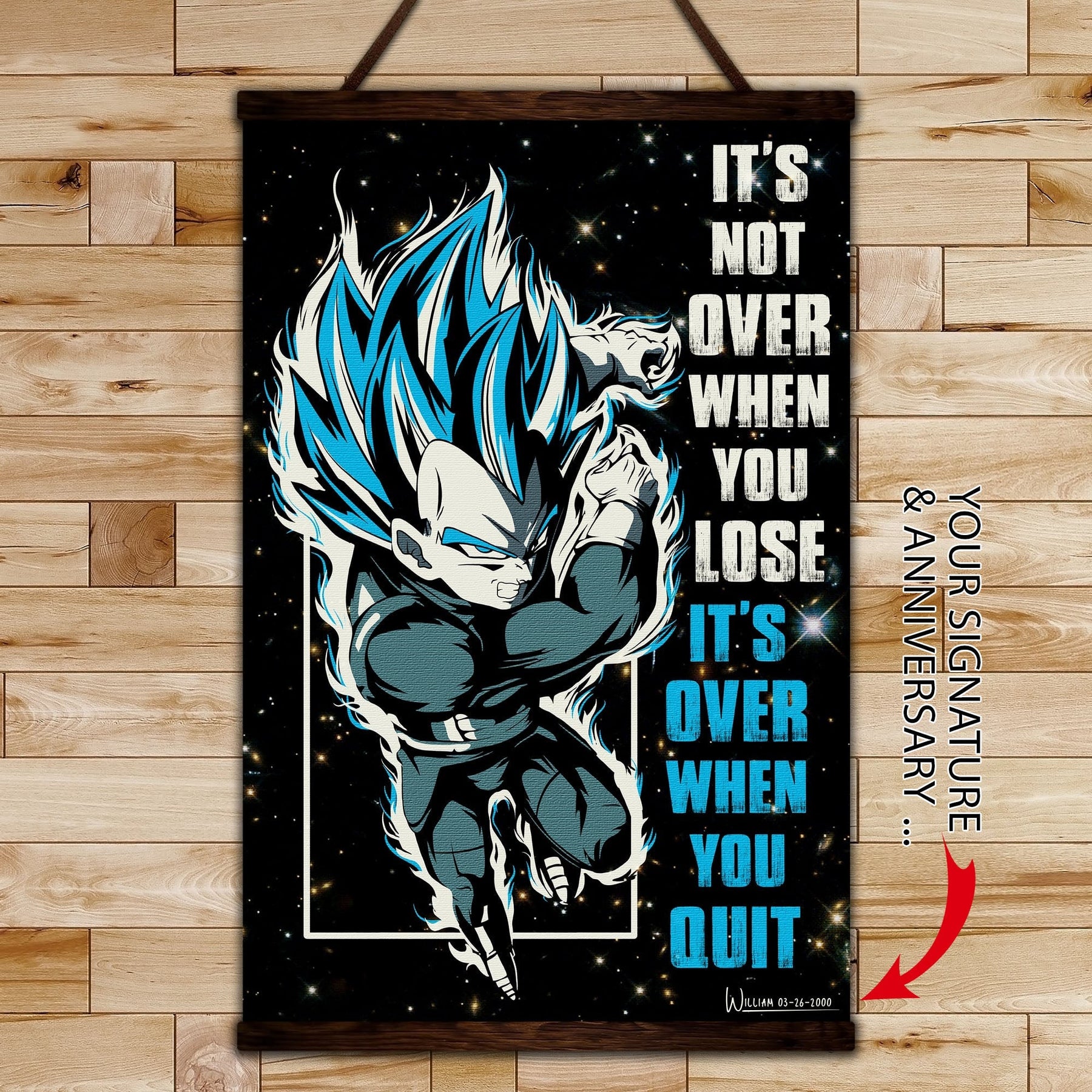 DR049 - It's Not Over When You Lose - It's Over When You Quit - Vegeta - Super Saiyan Blue - Dragon Ball Poster