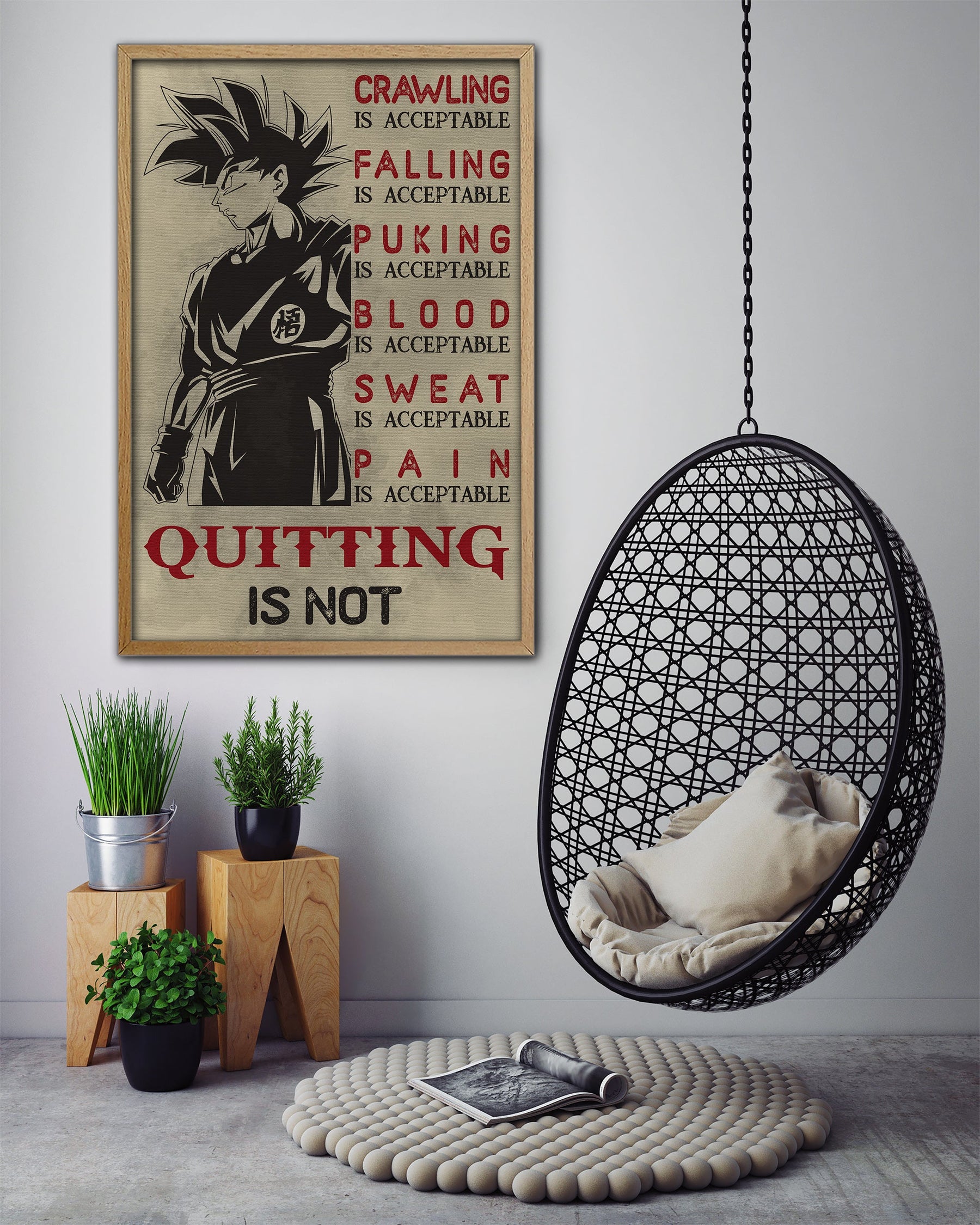 DR055 - Quitting Is Not - Goku - Vertical Poster - Vertical Canvas - Dragon Ball Poster