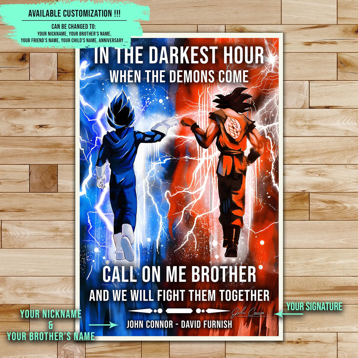 DR072 - Call On Me Brother - Goku - Vegeta - English - Vertical Poster - Vertical Canvas - Dragon Ball Poster - Dragon Ball Canvas