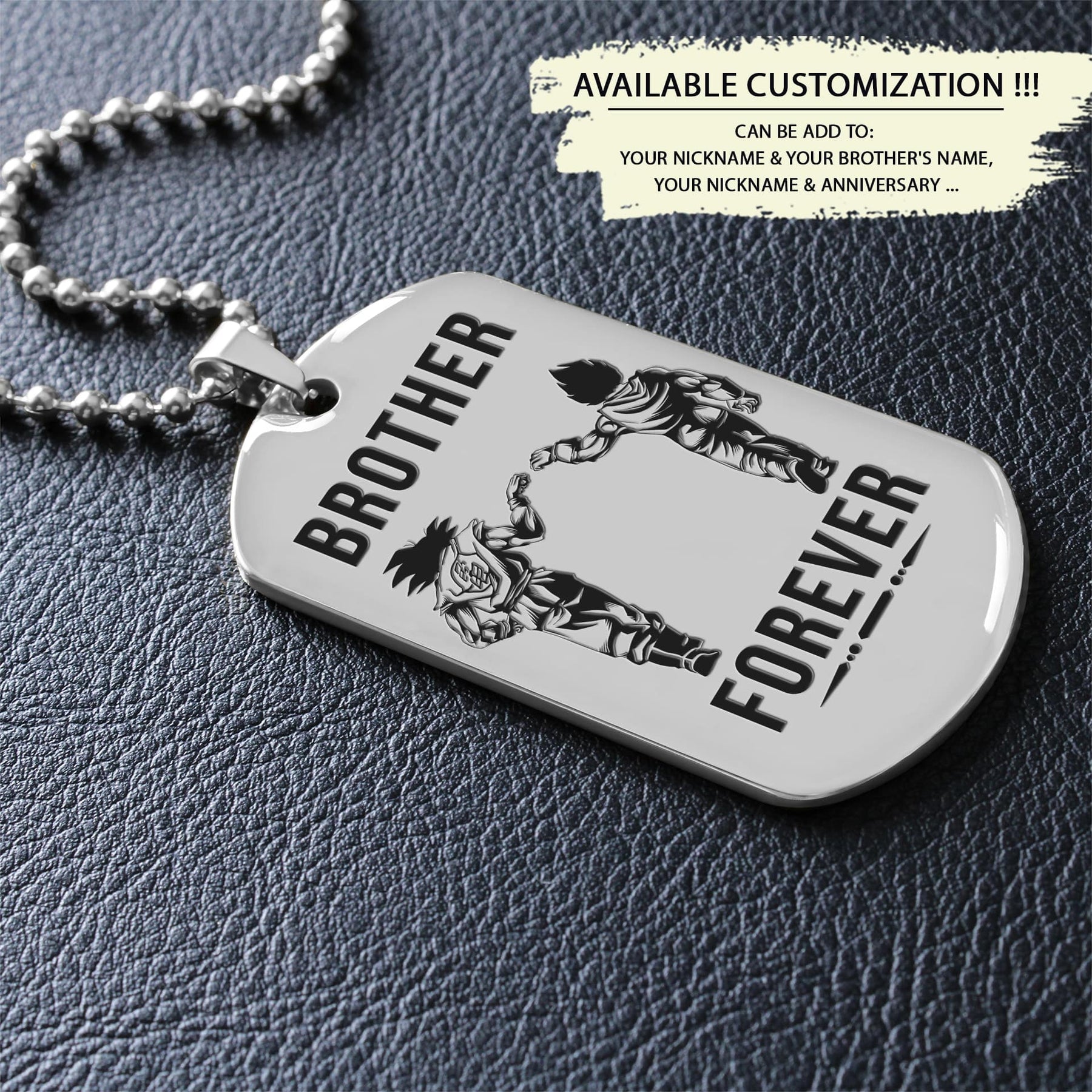 DRD038 - Brother Forever - Call On Me Brother - Goku - Vegeta - Dragon Ball Dog Tag - Double Side Engrave Silver Dog Tag