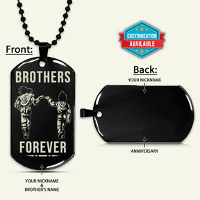 DRD043 - Brothers Forever - Goku - Vegeta - Dragon Ball Dog Tag - Engraved Black Dog Tag