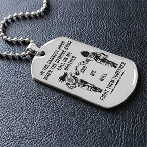 DRD056 - Call On Me Brother - Quitting Is Not - Goku - Vegeta - Dragon Ball Dog Tag - Double Sided Engraved Silver Dog Tag