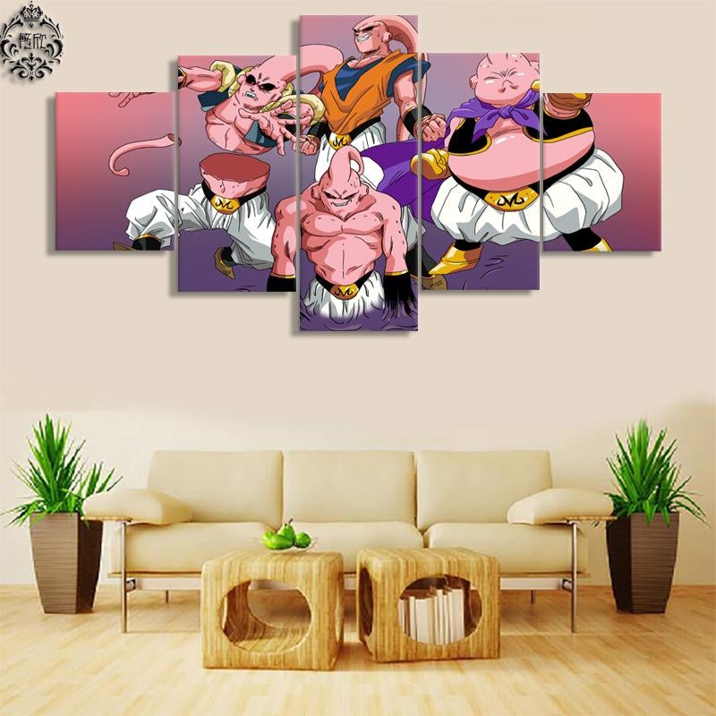 Dragon Ball - 5 Pieces Wall Art - Majin Boo - Printed Wall Pictures Home Decor - Dragon Ball Poster - Dragon Ball Canvas
