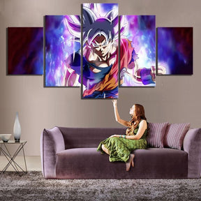 Dragon Ball - 5 Pieces Wall Art - Mastered Ultra Instinct Goku - Printed Wall Pictures Home Decor - Dragon Ball Poster - Dragon Ball Canvas