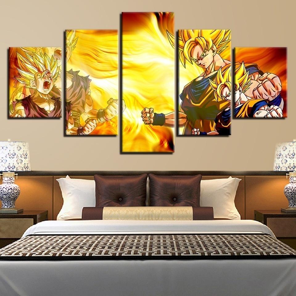 Dragon Ball - 5 Pieces Wall Art - Goku - Gohan - Super Saiyan - Printed Wall Pictures Home Decor - Dragon Ball Poster - Dragon Ball Canvas