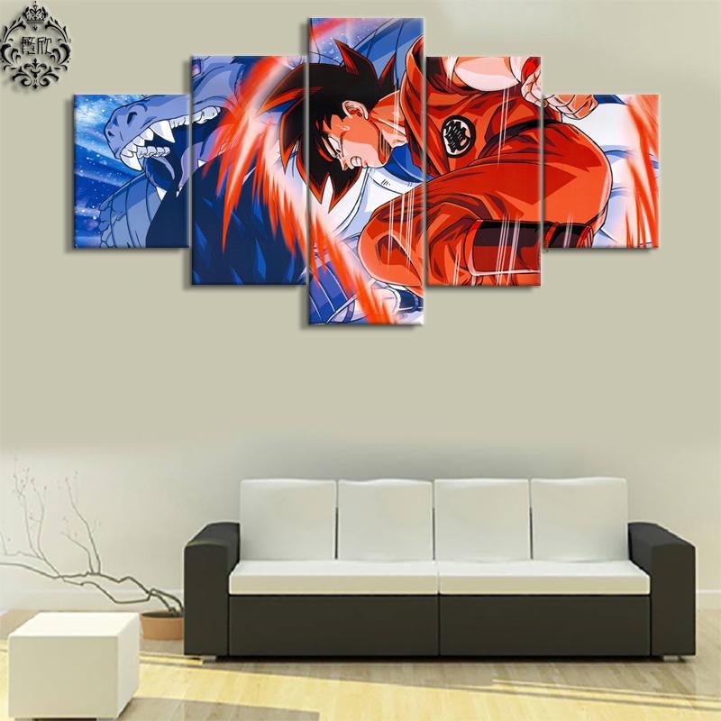 Dragon Ball - 5 Pieces Wall Art - Son Goku - Shenlong - Printed Wall Pictures Home Decor - Dragon Ball Poster - Dragon Ball Canvas