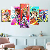Dragon Ball - 5 Pieces Wall Art - Goku - Vegeto - Super Saiyan Blue - Super Saiyan - Mastered Ultra Instinct - Printed Wall Pictures Home Decor - Dragon Ball Poster - Dragon Ball Canvas
