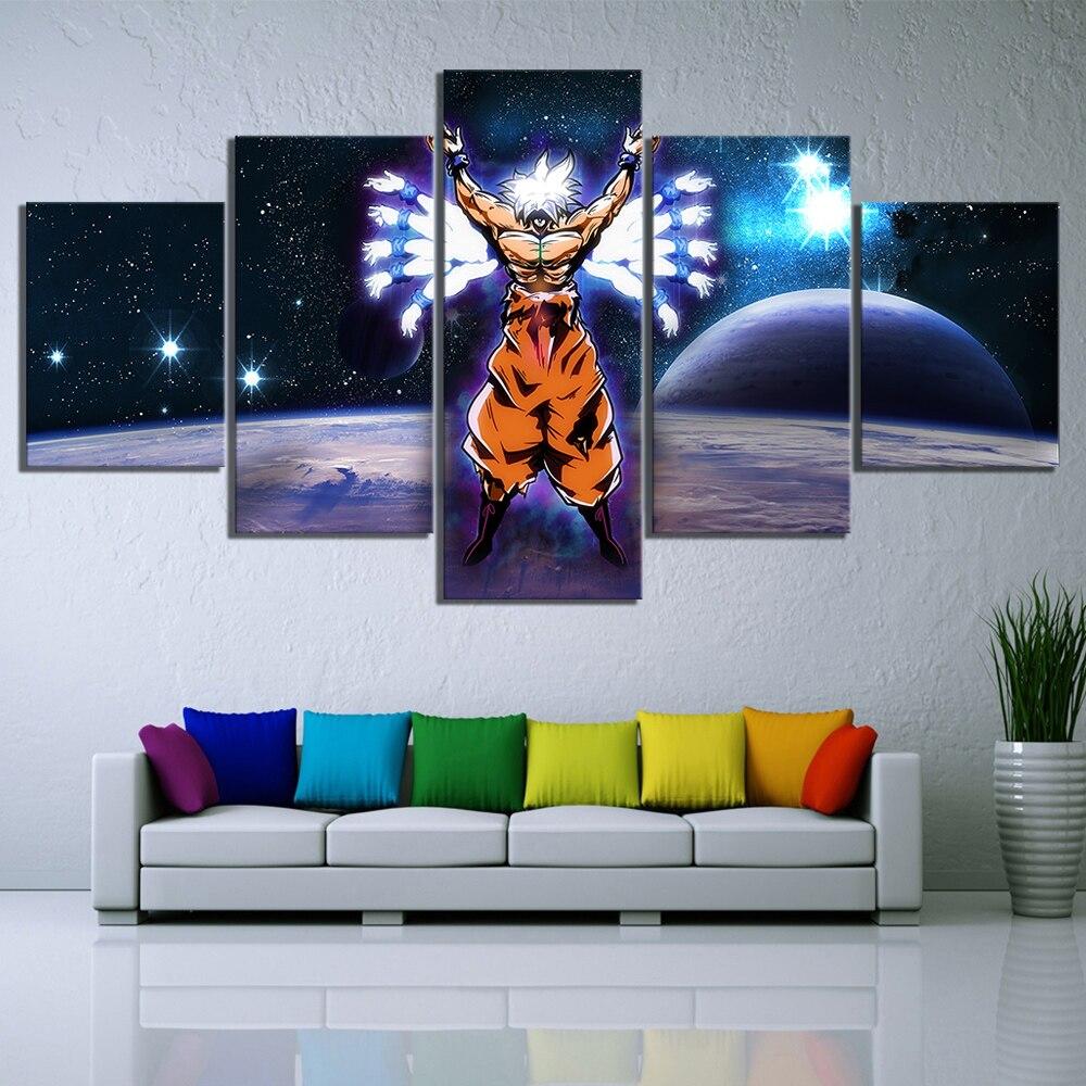 Dragon Ball - 5 Pieces Wall Art - Mastered Ultra Instinct Goku 2 - Printed Wall Pictures Home Decor - Dragon Ball Poster - Dragon Ball Canvas
