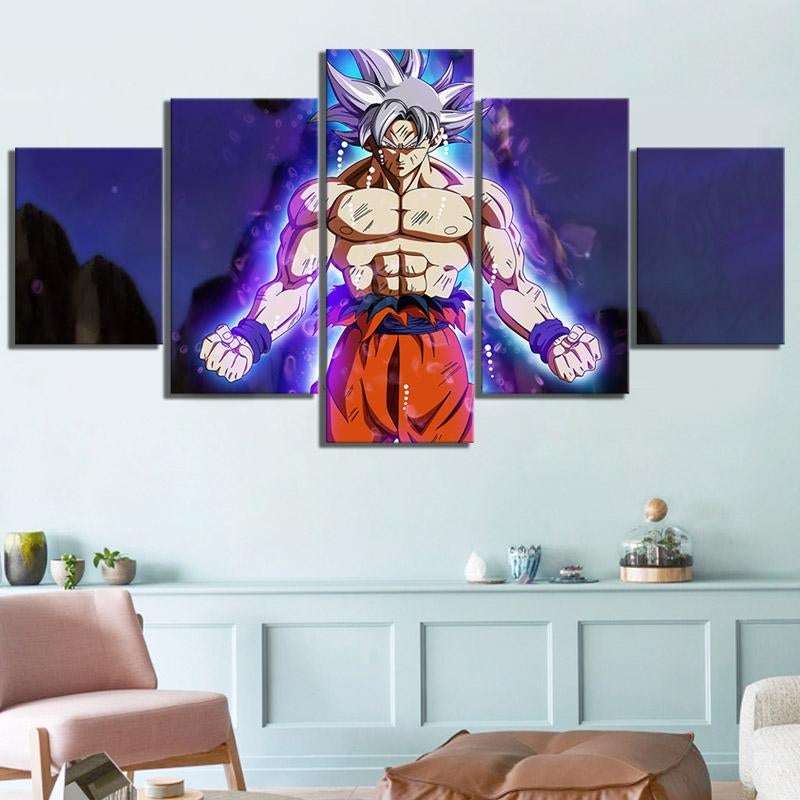 Dragon Ball - 5 Pieces Wall Art - Mastered Ultra Instinct Goku 1 - Printed Wall Pictures Home Decor - Dragon Ball Poster - Dragon Ball Canvas