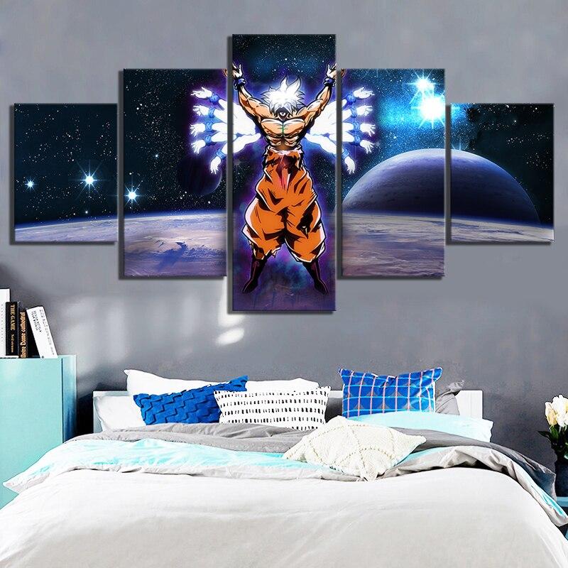 Dragon Ball - 5 Pieces Wall Art - Mastered Ultra Instinct Goku 2 - Printed Wall Pictures Home Decor - Dragon Ball Poster - Dragon Ball Canvas