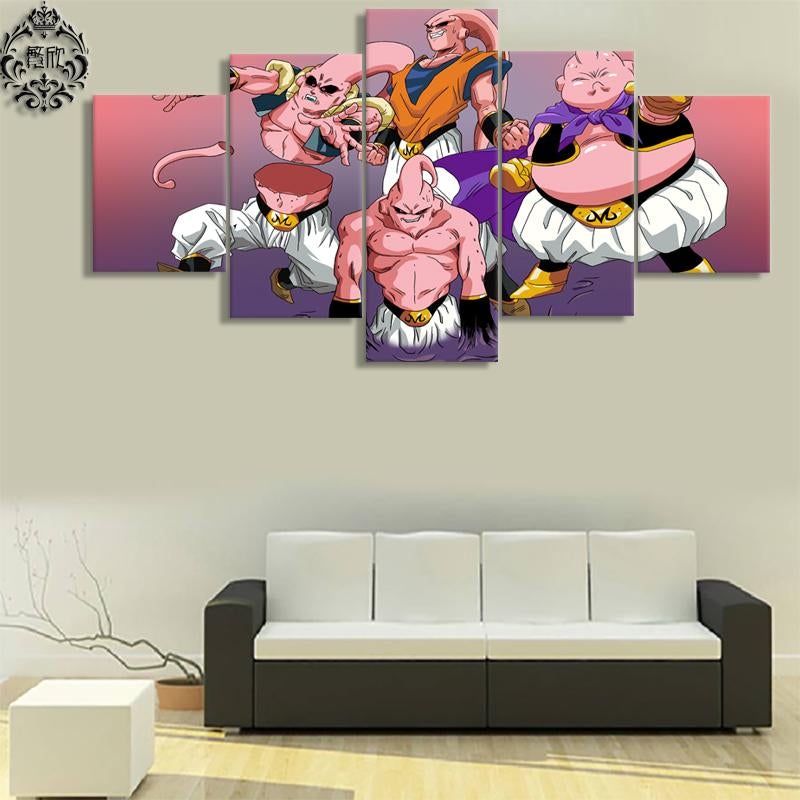 Dragon Ball - 5 Pieces Wall Art - Majin Boo - Printed Wall Pictures Home Decor - Dragon Ball Poster - Dragon Ball Canvas