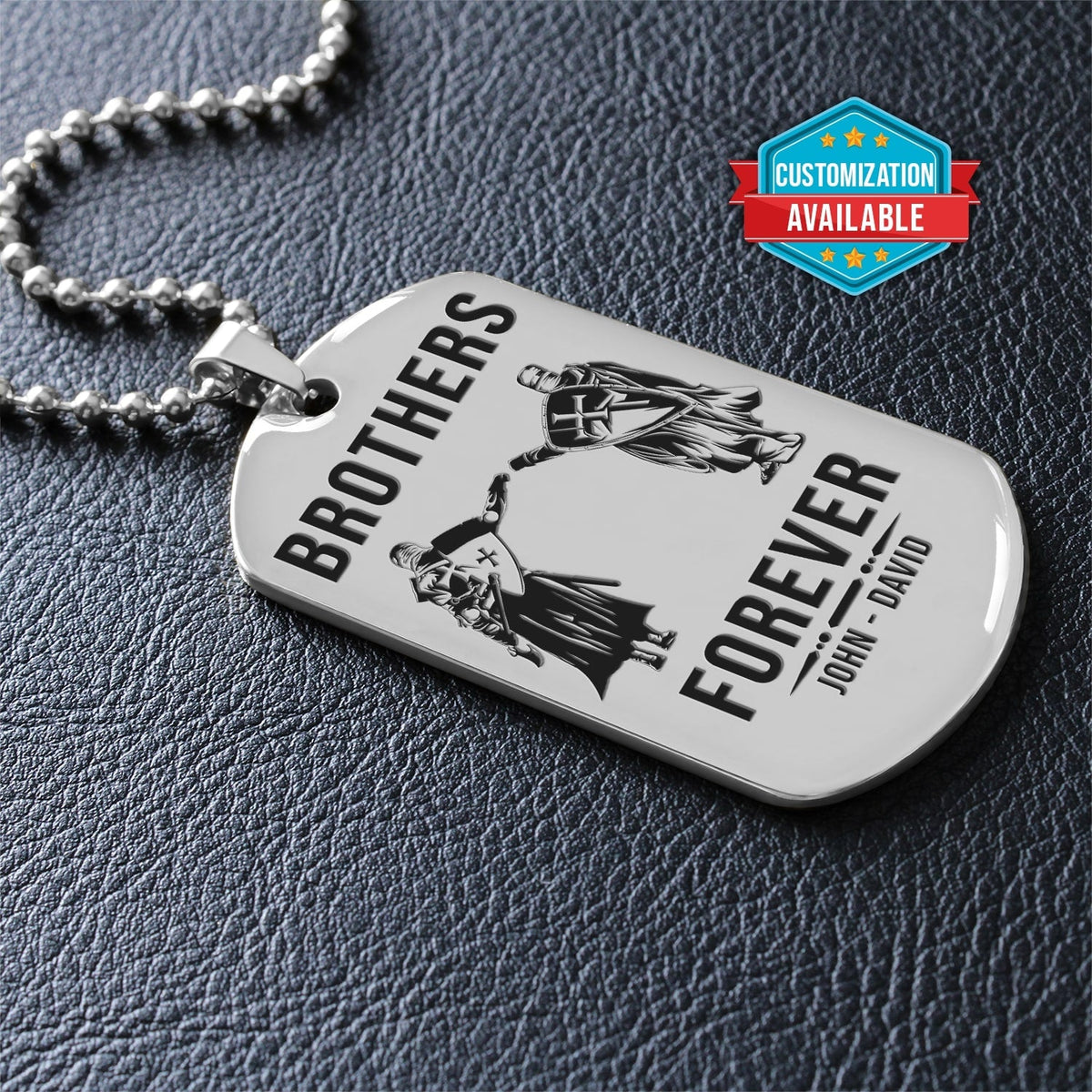 KTD024 - Brothers Forever - Call On Me Brother - Knights Templar - Silver Double-Sided Dog Tag