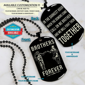 NAD035 - Brothers Forever - Call On Me Brother - Uzumaki Naruto - Uchiha Sasuke - Naruto Dog Tag - Double Sided Engrave Black Dog Tag