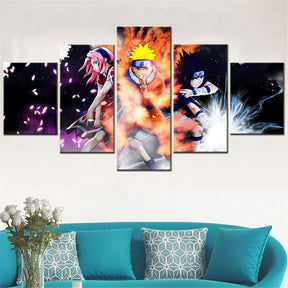 Naruto - 5 Pieces Wall Art - Uzumaki Naruto - Uchiha Sasuke - Haruno Sakura - Printed Wall Pictures Home Decor - Naruto Poster - Naruto Canvas