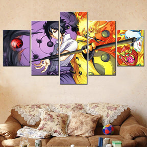 Naruto - 5 Pieces Wall Art - Uzumaki Naruto - Uchiha Sasuke 6 - Printed Wall Pictures Home Decor - Naruto Poster - Naruto Canvas