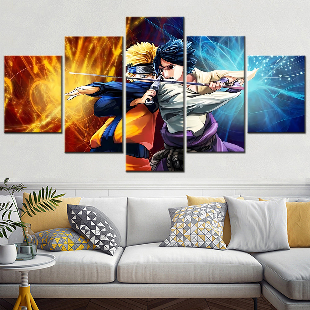 Naruto - 5 Pieces Wall Art - Uzumaki Naruto - Uchiha Sasuke 3 - Printed Wall Pictures Home Decor - Naruto Poster - Naruto Canvas