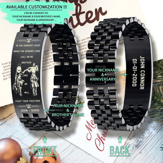OPD004 - Call On me Brother - Monkey D. Luffy - Roronoa Zoro - One Piece Bracelet - Engrave Black Bracelet