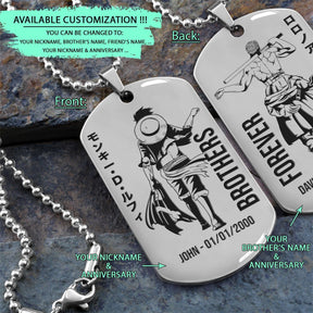 OPD030 - Brothers Forever - Monkey D. Luffy - Roronoa Zoro - One Piece Dog Tag - Double Sided Engrave Silver Dog Tag