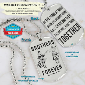 OPD034 - Brothers Forever - Call On Me Brother - Monkey D. Luffy - Roronoa Zoro - One Piece Dog Tag - Double Sided Engrave Silver Dog Tag