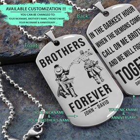 OPD034 - Brothers Forever - Call On Me Brother - Monkey D. Luffy - Roronoa Zoro - One Piece Dog Tag - Double Sided Engrave Silver Dog Tag