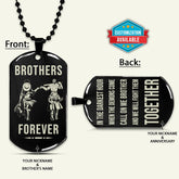 OPD035 - Brothers Forever - Call On Me Brother - Monkey D. Luffy - Roronoa Zoro - One Piece Dog Tag - Double Sided Engrave Black Dog Tag