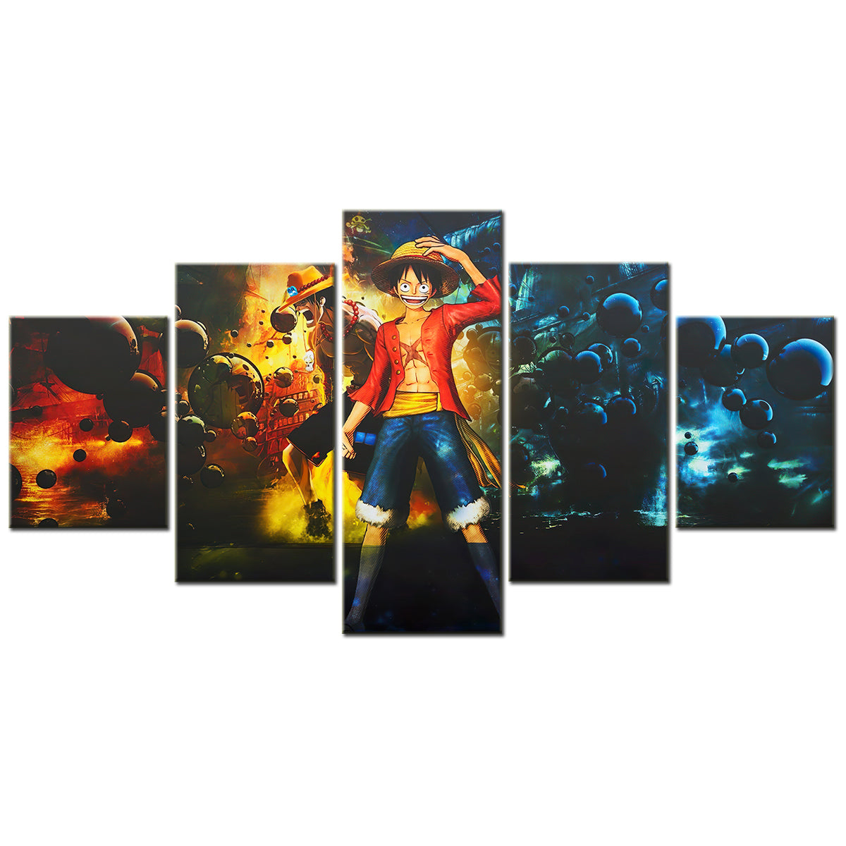 one piece - 5 pieces wall art - monkey d. luffy 9 - printed wall pictures home decor - one piece poster - one piece canvas