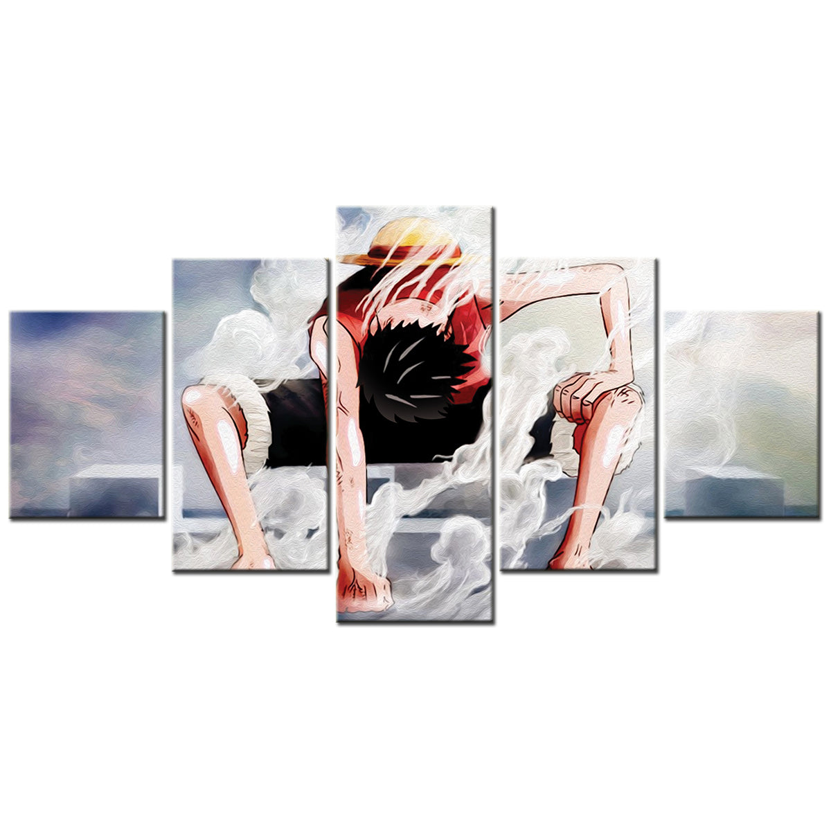 one piece - 5 pieces wall art - monkey d. luffy 3 - printed wall pictures home decor - one piece poster - one piece canvas