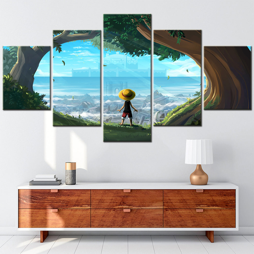 one piece - 5 pieces wall art - monkey d. luffy 13 - printed wall pictures home decor - one piece poster - one piece canvas