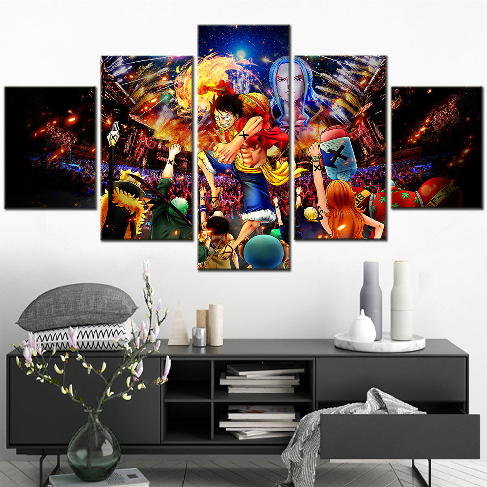 one piece - 5 pieces wall art - monkey d. luffy 8 - printed wall pictures home decor - one piece poster - one piece canvas