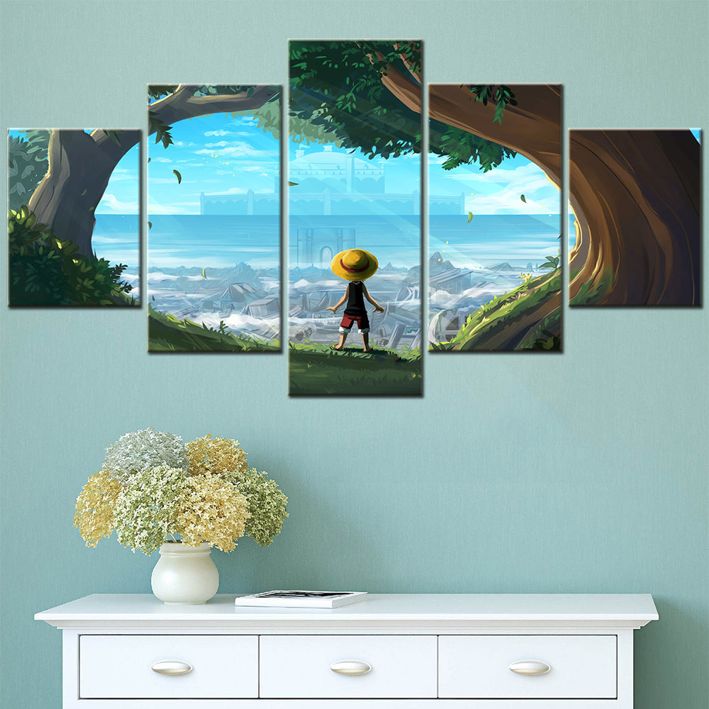one piece - 5 pieces wall art - monkey d. luffy 13 - printed wall pictures home decor - one piece poster - one piece canvas
