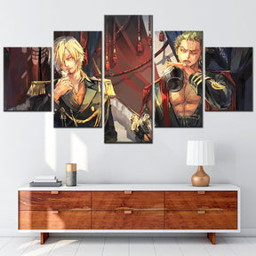 One Piece - 5 Pieces Wall Art - Roronoa Zoro - Sanji - Printed Wall Pictures Home Decor - One Piece Poster - One Piece Canvas