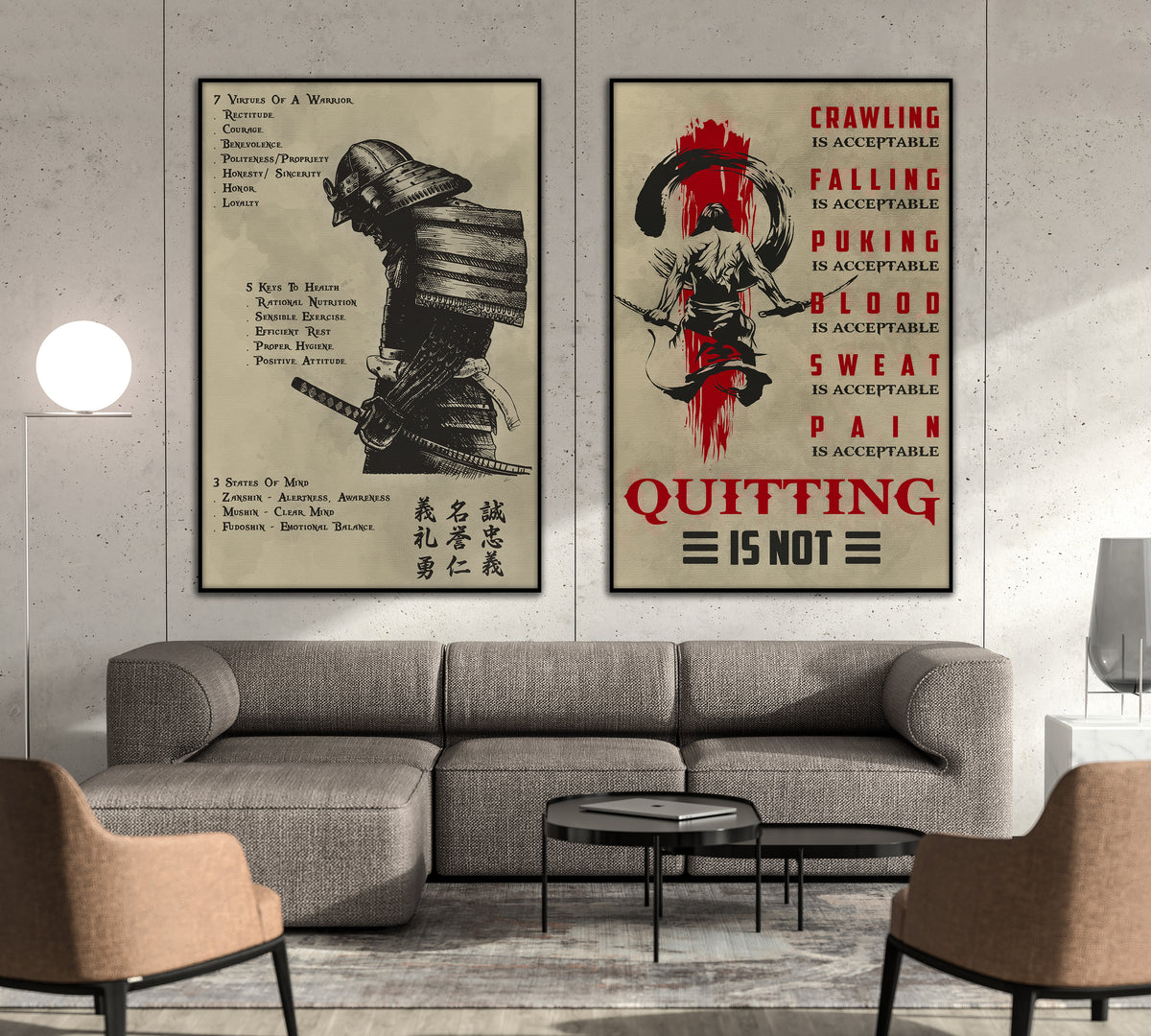 SA021 + SA083 - 7 5 3 CODE - Quitting Is Not - Home Decoration - Samurai Poster