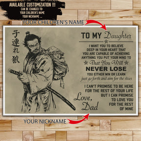 SA042 - To My Daughter - English - Horizontal Poster - Horizontal Canvas - Samurai Poster