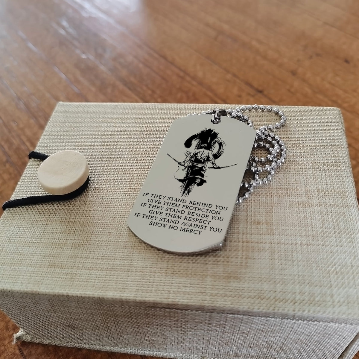 SAD030 - IF - Show No Mercy - Samurai - Engrave Silver Dog Tag