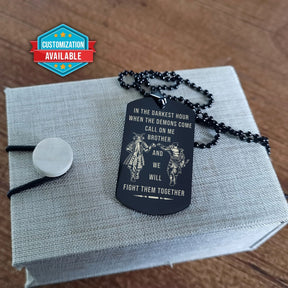 SAD065 - Call On Me Brother - It's About Being Better Than You Were The Day Before - Samurai - Bushido - Katana - Ronin - Miyamoto Musashi - Black Double-Sided Dog Tag