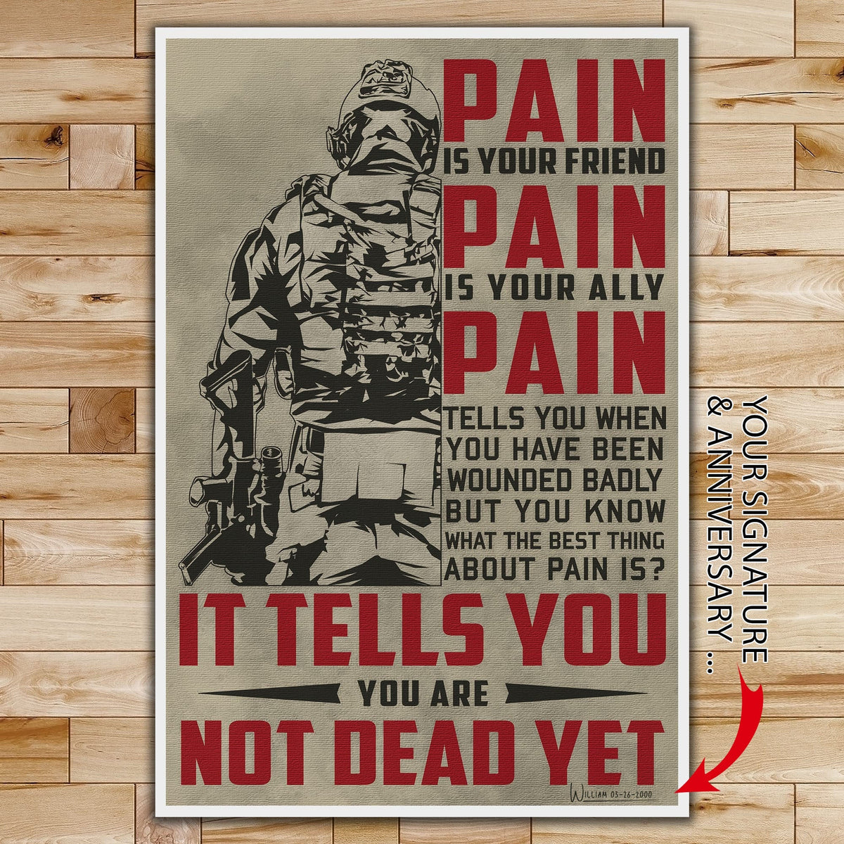 SD017 - PAIN - It Tells You - You Are Not Dead Yet - Soldier - Vertical Poster - Vertical Canvas - Soldier Poster