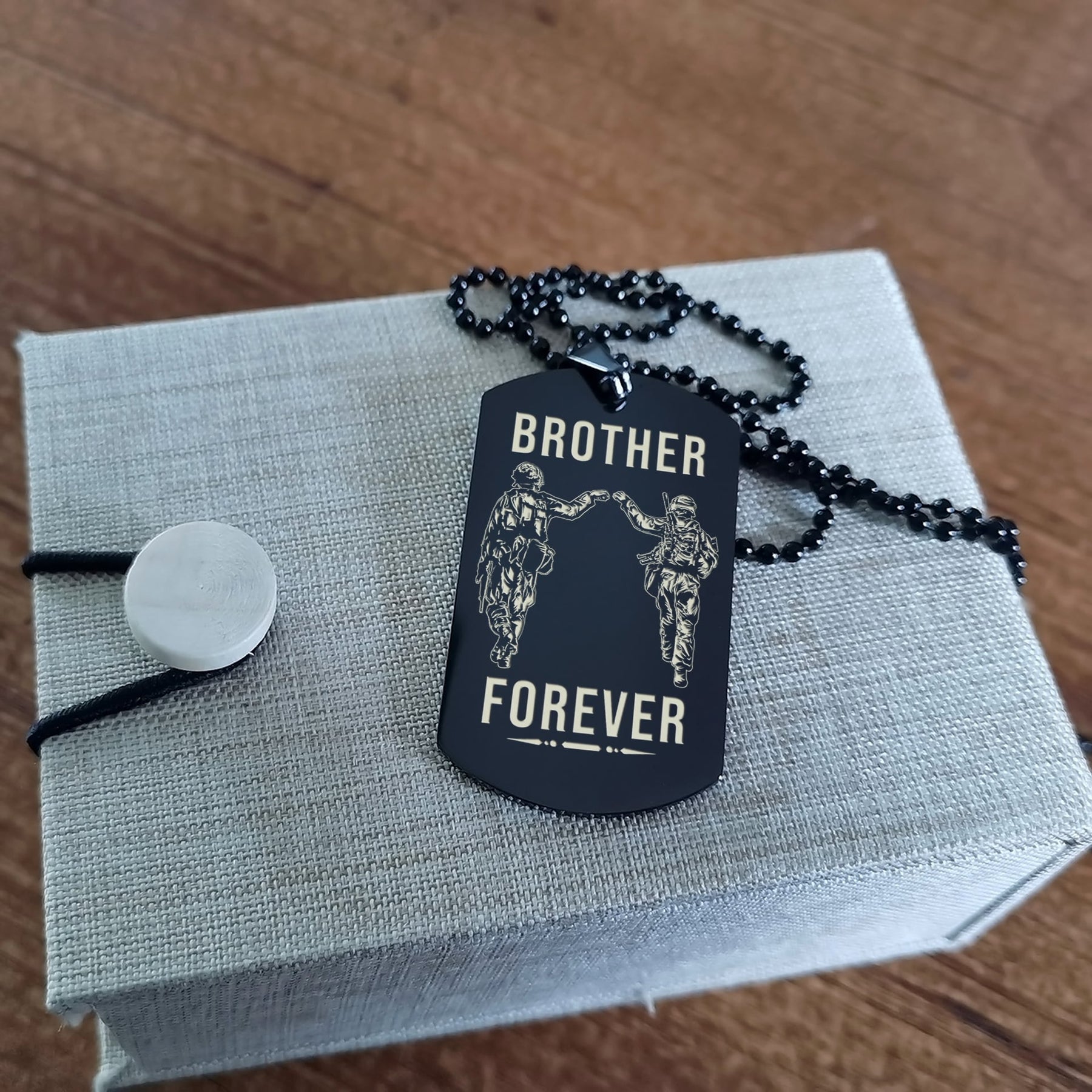 SDD035 - Brother Forever - Call On Me Brother - Army - Marine - Soldier Dog Tag - Double Side Black Dog Tag
