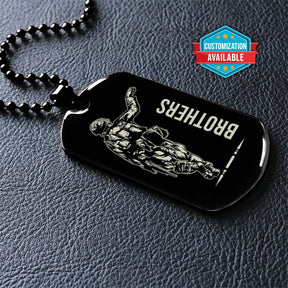SDD041 - Brothers Forever - Army - Marine - Soldier Dog Tag - Black Double-Sided Dog Tag