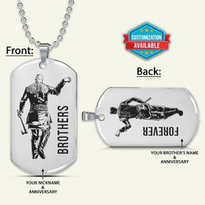 VKD020 - Brothers Forever - Ragnar Lothbrok - Floki - Vikings - Double Sided Engrave Silver Dog Tag