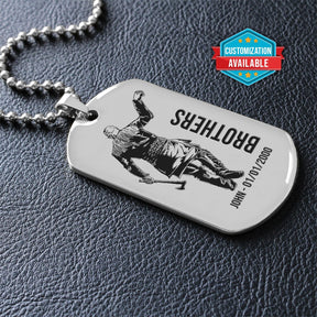 VKD020 - Brothers Forever - Ragnar Lothbrok - Floki - Vikings - Double Sided Engrave Silver Dog Tag