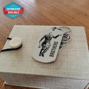 VKD020 - Brothers Forever - Ragnar Lothbrok - Floki - Vikings - Double Sided Engrave Silver Dog Tag
